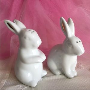 White & Gold Bunny Salt and Pepper Shakers
